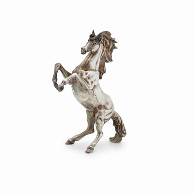 Scultura in argento 925 a forma di cavallo, Italia, XX secolo