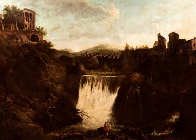 Le cascate di Tivoli, olio su tela