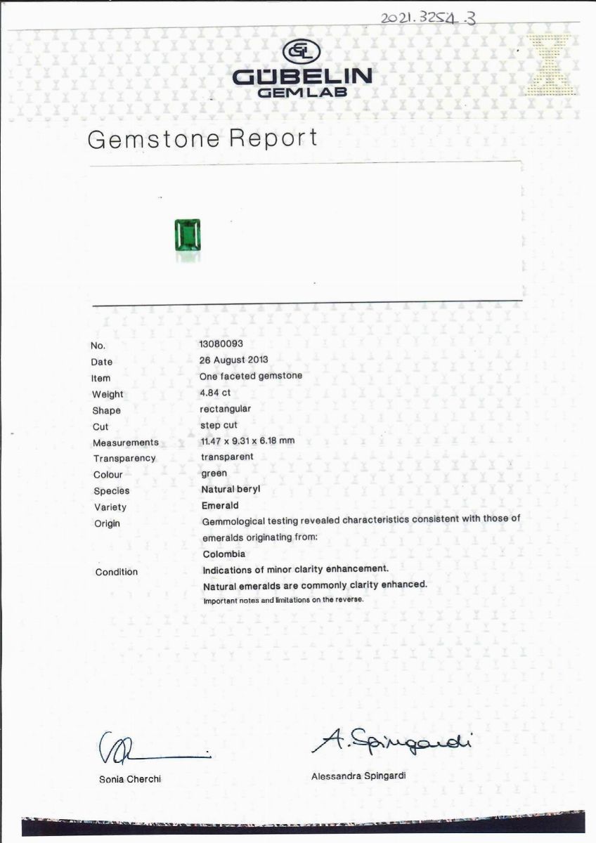 Importante Anello con Smeraldo e Diamanti