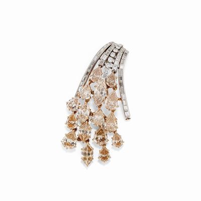 Importante Spilla-pendente con Diamanti Fancy Color