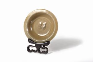Longquan Celadon plate with two small fish, China, Song dynasty