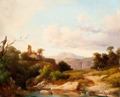 Paesaggio con Rovine e Viandanti