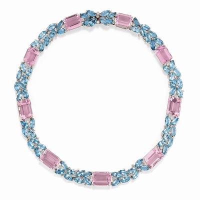 Collana con Acquamarine, Kunziti e Diamanti