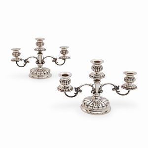Due candelabri in argento, Italia XX secolo