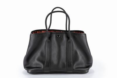 Borsa Garden Party, pelle nera, cm 30, con sacchetto