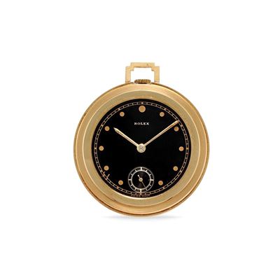 Orologio da tasca, oro 18k, quadrante nero, anni '40