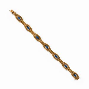 A 18K yellow gold and sapphire bracelet