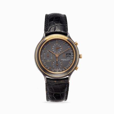 Cronografo Huitieme, anni '90, cassa in tantalio e oro rosa 18k