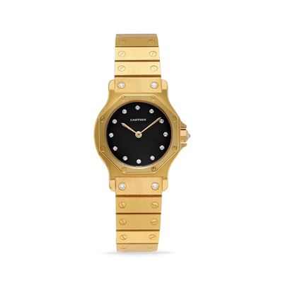 Orologio Santos Octagon, anni '90, oro 18k e diamanti