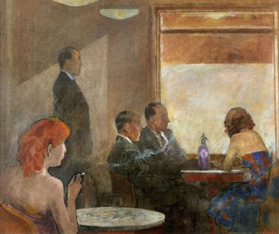 Interno di caffè, olio su tela, 1998
