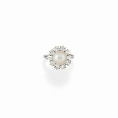 Anello con Perla e Diamanti