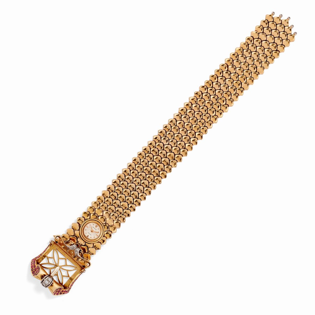 Bracciale con Orologio Rolex, Diamanti e Rubini, 1950 Circa