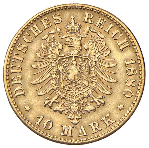 Karl I, 10 marchi 1880, oro, gr. 3,98