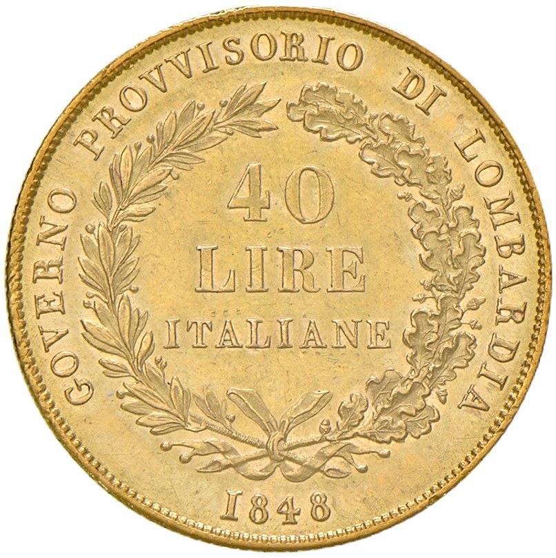 Milano, Governo Provvisorio della Lombardia (1848), Moneta da 40 Lire in Oro