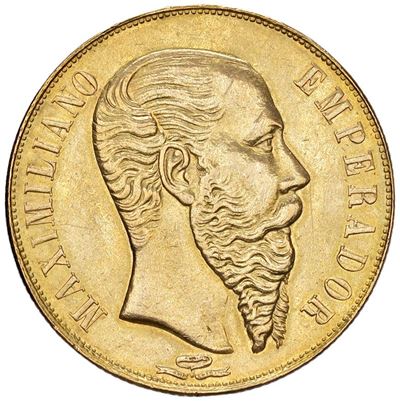 Messico, Massimiliano I, Moneta da 20 Pesos del 1866 in Oro