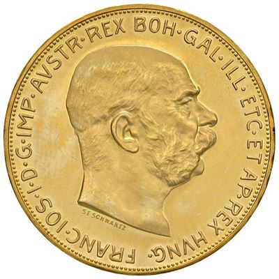 Francesco Giuseppe I, Moneta da 100 corone del 1915, oro