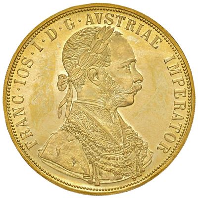 Francesco Giuseppe I, Moneta da 4 ducati, 1915, Oro 13,90 g