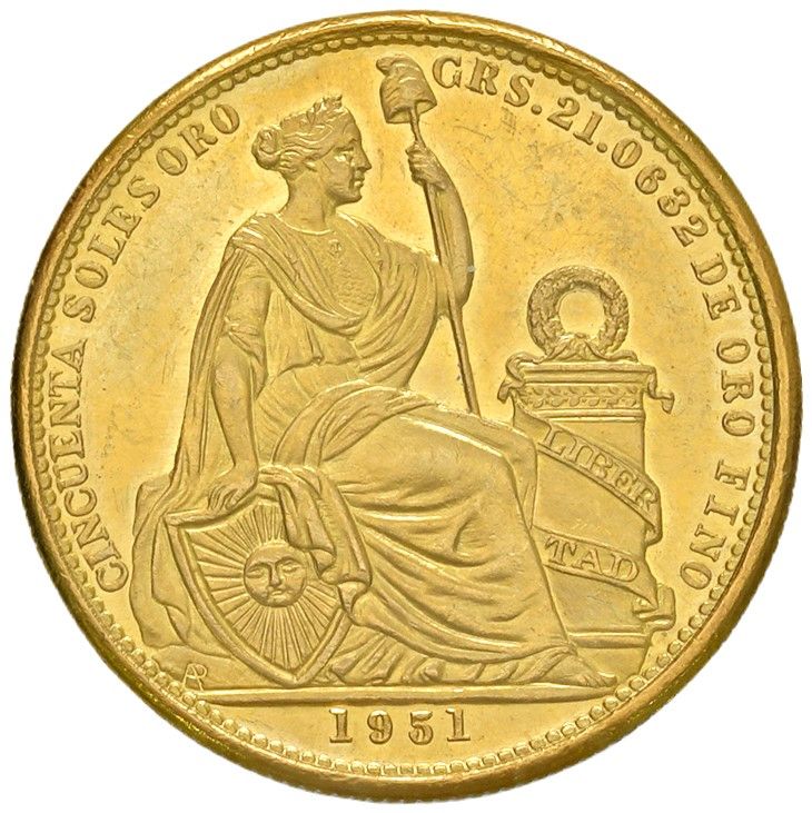 Moneta da 50 soles, Repubblica del Perù, 1951