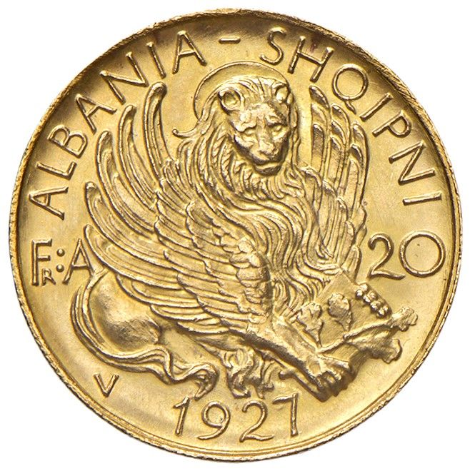 Albania, Zog I - Moneta da 20 franchi, 1927