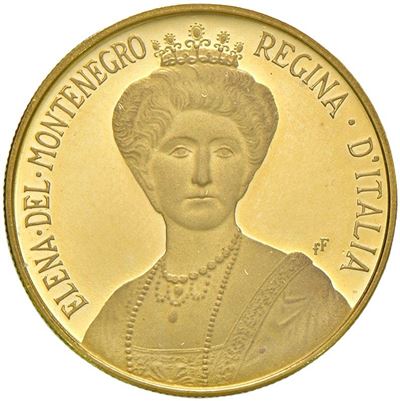 Medaglia di Elena del Montenegro, oro 900/1000, mm 20, gr. 9,90