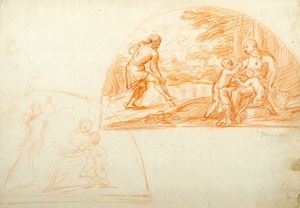 Study of Adam and Eve (recto); and the Preaching of San Barnaba (verso)