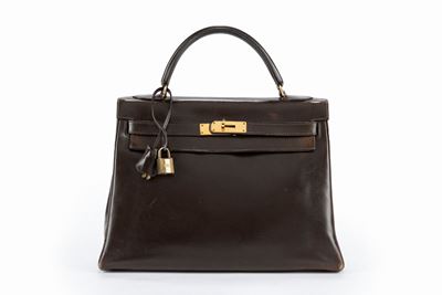 Borsa Kelly Retourne, pelle color testa di moro, 32 cm, 1979
