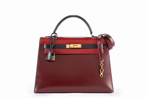 Box leather Kelly Sellier tricolor 32 cm Bag