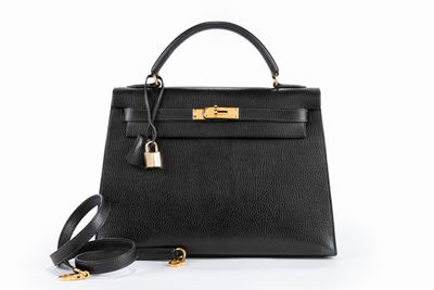 Borsa Kelly Sellier, pelle clemence nero, 32 cm, 1992