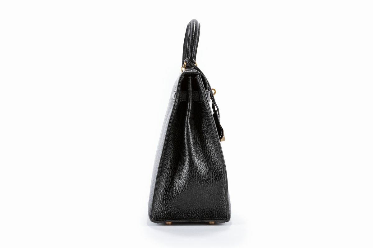 Hermès - Borsa Kelly Sellier, pelle clemence nero, 32 cm, 1992