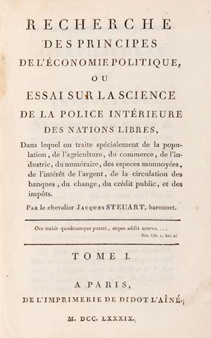 Recherche des principes de l'economie politique, ou essai sur la science de la police interieure des nations libres