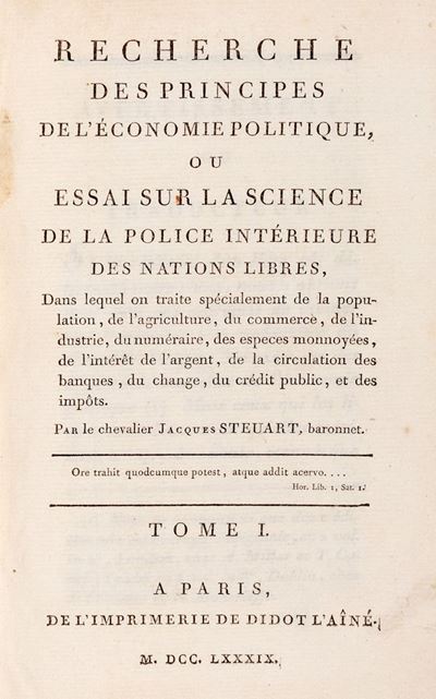 Recherche Des Principes De L'economie Politique, Ou Essai Sur la Science De la Police Interieure ...