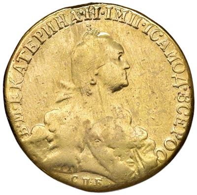 Caterina II, Moneta da 10 rubli del 1767 in oro