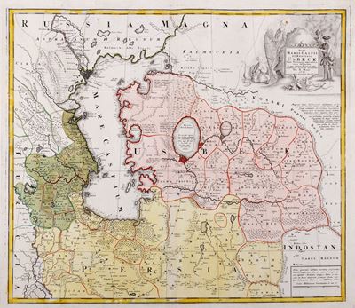 Nova Maris Caspii Et Regionis Usbeck Cum Provincijs Adjacentibus Vera Delineatio