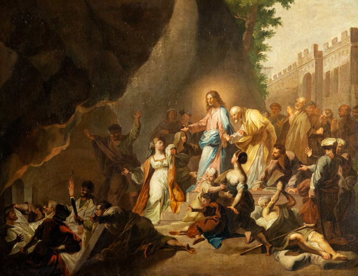 Scuola Fiamminga, Secolo XVII - Ignoto, Due episodi evangelici: La cena a casa del Fariseo e la R...