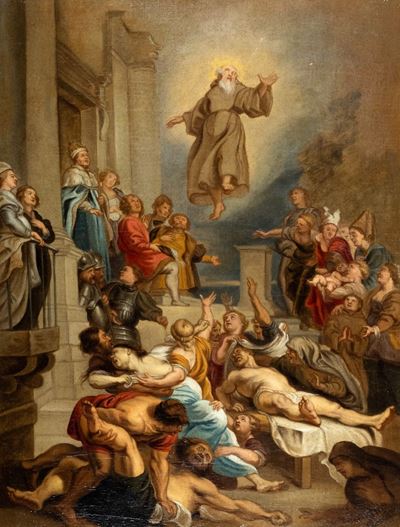 Miracolo di un Santo, olio su tela