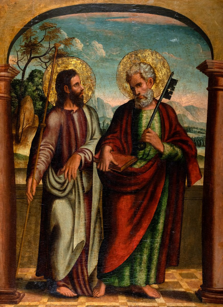 Imitatore di Marco Palmezzano - Autore Ignoto, San Pietro e San Giacomo e San Paolo e San Bartolo...