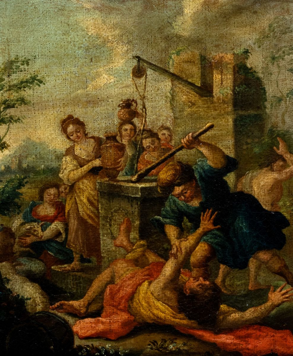 Scuola Italiana, Secolo XVII - Ignoto, Due scene bibliche: Agar e Ismaele; e Mosè e le figlie di ...