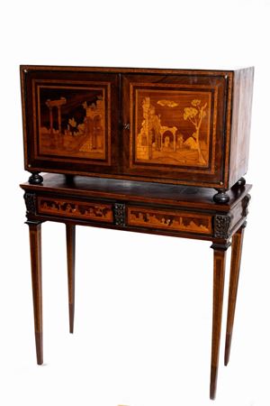 Wood cabinet inlaid with landscapes and architecture, Central Italy, 18th century