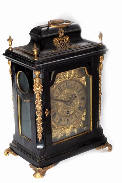 Pendola, legno ebanizzato con elementi in bronzo dorato, Roma, secoli XVIII - XIX