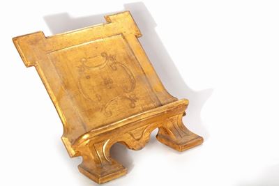 Leggio antico in legno dorato, dimensioni 30 x 33 x 29 cm