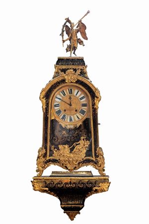 Cartel clock veneered in turtle and gilt bronze, signed Hoguet Paris, France, 19th century