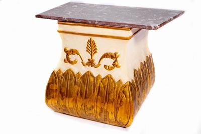 Base in Legno Laccato e Dorato, con Decorazione a Palmette, Secolo XIX