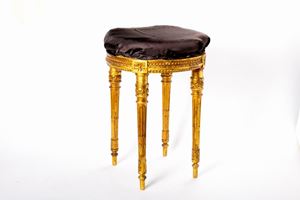 Carved and gilded wood stool, Louis XVI