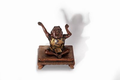 Calamaio in bronzo con figura grottesca, Giappone, periodo Meiji