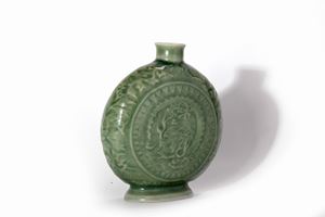 Fiasca in ceramica Celadon, Cina secolo XIX