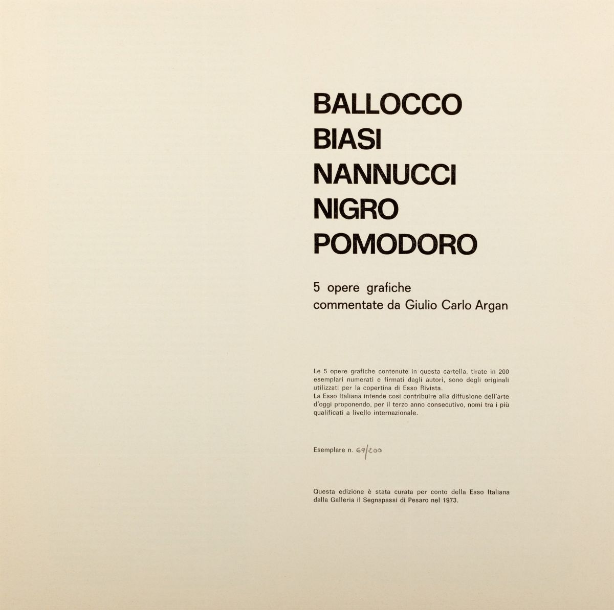 Aa.vv. - Ballocco, Biasi, Nannucci, Nigro, Pomodoro