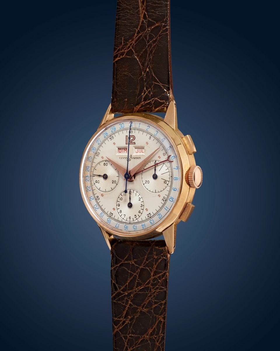 Ulysse Nardin - Dato-Compax, Orologio da polso in oro rosa 18k, anni '50