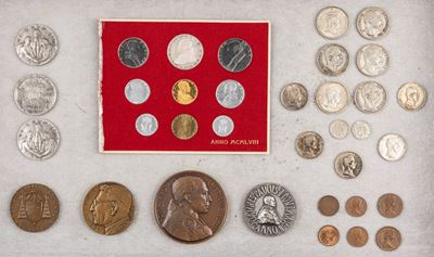 Varie, Lotto di 100 lire ORO Pio XII 1958 con medaglie e monete