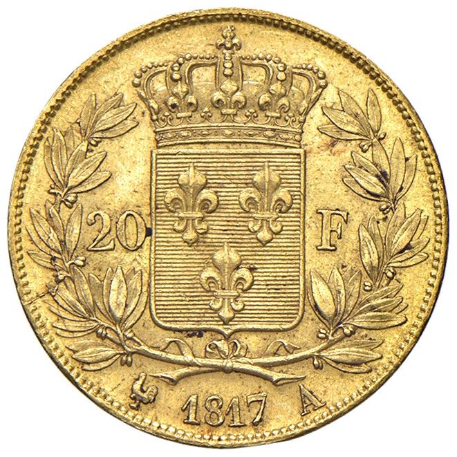 Luigi XVIII, Moneta da 20 franchi, 1817, oro