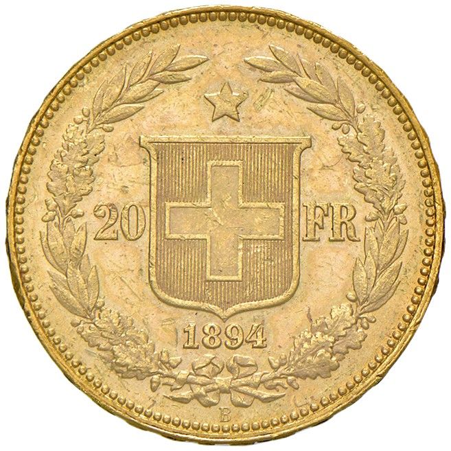 Svizzera, 20 franchi 1894, oro 6,45 g